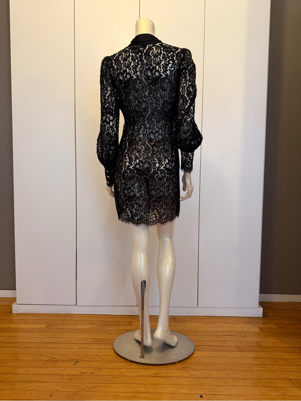 L’Agence Black Lace Button-Front Shirt Dress - Picture 2 of 5